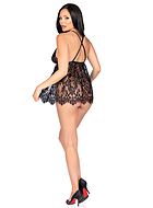 Romantic babydoll, floral lace, crossing straps